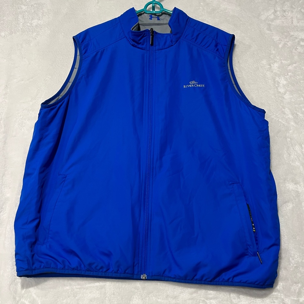 Under Armour Vest Reversible ColdGear Loose Full Zip Blue/Grey Rivercrest Golf